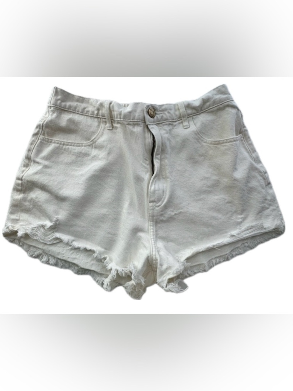 Show Me Your MuMu White Denim Cutoff Shorts Size 29 High Rise Frayed Hem